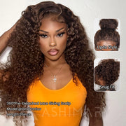 Chocolate Brown Water Wave Invisi Strap Snug Fit 360 Melting Lace Frontal Bleached Knots Glueless Lace Wig