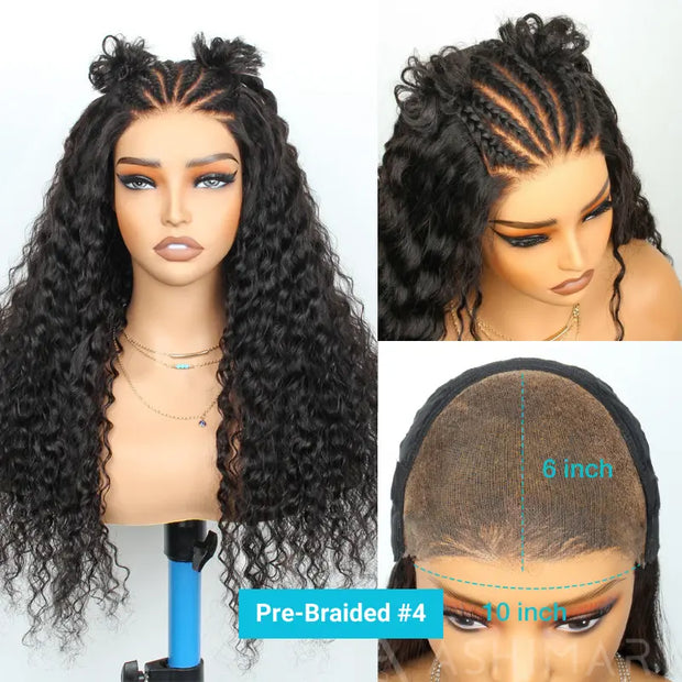 Pre-Braided Hair 10x6 Parting Max Pre Cut Transparent Lace Frontal Glueless Wig Put On & Go Human Hair