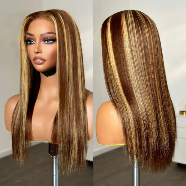 Pull Go 10x6 Lace Wig Honey Blonde Highlights on Brown Hair