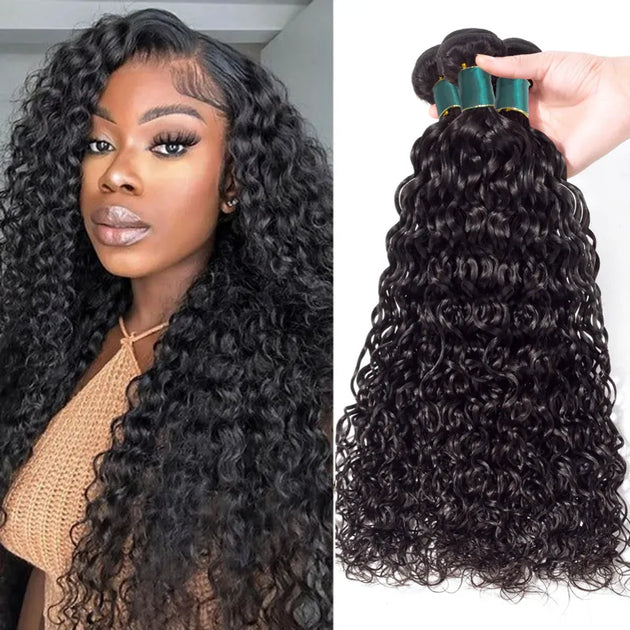 4 Bundles 10A Water Wave Brazilian Human Hair Bundles Natural Color ...