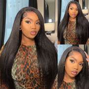 Flash Sale Yaki Straight 6x4.5/4x4/13x6 HD Transparent Pre-Cut Lace Frontal Human Hair Wig Affordable Natural Look Wigs