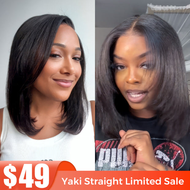 Flash Sale Yaki Straight 6x4.5/4x4/13x6 HD Transparent Pre-Cut Lace Frontal Human Hair Wig Affordable Natural Look Wigs