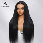 Pull Go 13x6 Full Wig Transparent Lace Parting Max Yaki Straight Wig Natural Black Color Ashimary Hair