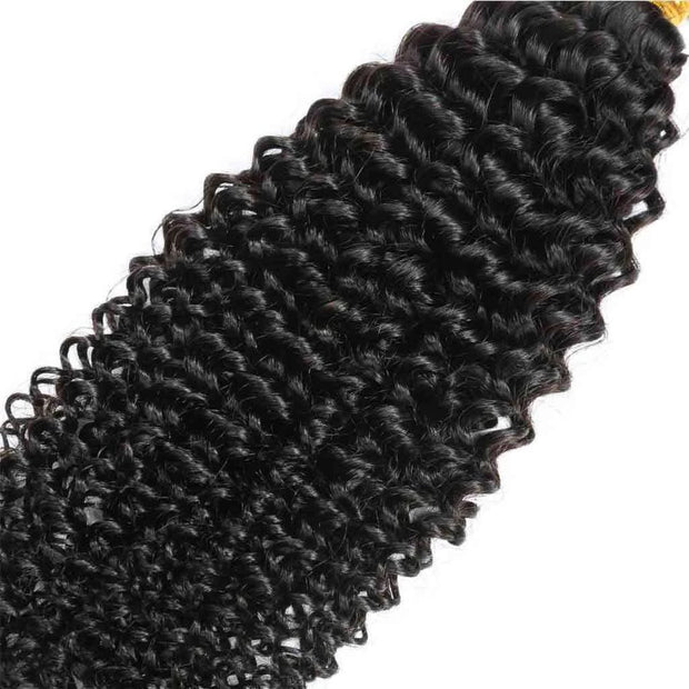 9A Kinky Curly 3 Bundles with Lace Frontal Natural Color Virgin Hair - ashimaryhair