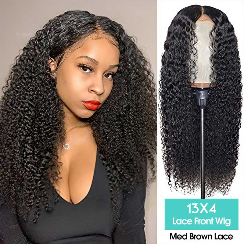 22 inch kinky curly 180D 13x4 lace human hair sale wig