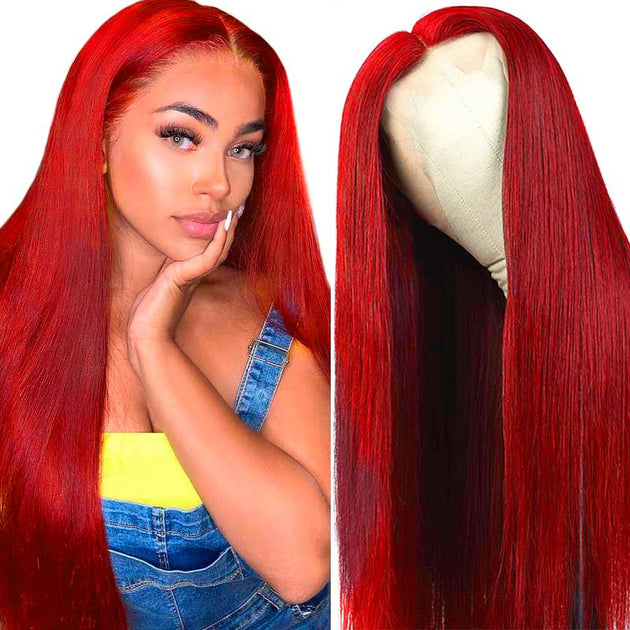 Red Wig 13x4 HD Lace Wigs Straight Brazilian Hair ||Ashimary Red Lace ...