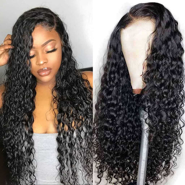 Ashimary Hair Water Wave 4*4 Lace Closure Wigs Wet And Wavy Human Hair ...