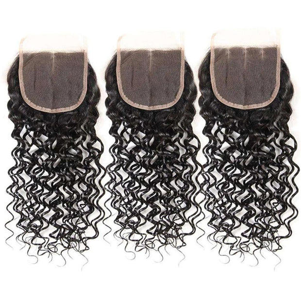 Water Wave Hair 4x4Inchs Lace Closure Natural Color 100% Human Hair - ashimaryhair